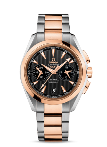 Omega Seamaster Aqua Terra 150M Co-Axial 43 GMT Chronograph Stainless Steel / Red Gold / Grey / Bracelet